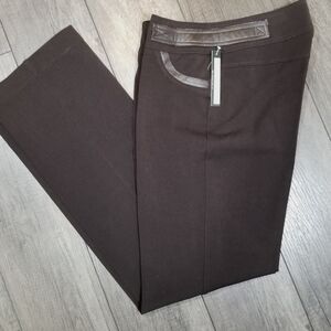 Vintage 42nd Street Brown Casual Pants With Faux Leather Accents